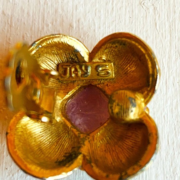 Jay Strongwater Purple &Gold Clip on Earrings - Picture 15 of 16